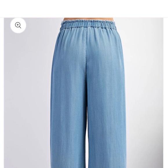 EASEL Blue Wide Leg Ruffle Pants - Picture 3 of 3